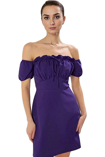 PayBuy Mini rochie de damă, linie A, mâneci balon, țesut crepon, stil modern,...