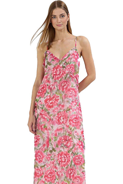 PayBuy Γυναικείο σιφόν A line Midi φόρεμα με floral στάμπα Καλοκαιρινό καθημε...