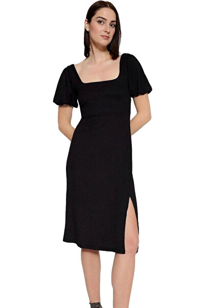 PayBuy Γυναικείο μίντι πλεκτό φόρεμα με μπαλόνι μανίκι A Line Casual Chic Des...