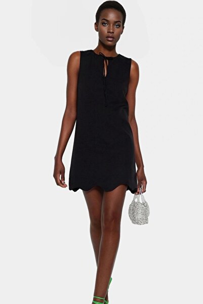 PayBuy Kadın Mini Bisiklet Yaka Elbise Finike Dokuma Yazlık Ofis Stili Yaz Aylarının Vazgeçilmezi