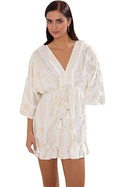 PayBuy Mini rochie de plajă cu model șal pentru femei, țesătură vâscoasă, var...