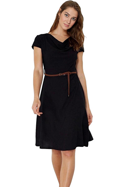 PayBuy Rochie midi tricotată de damă, cu detaliu de centură, model skater, oc...