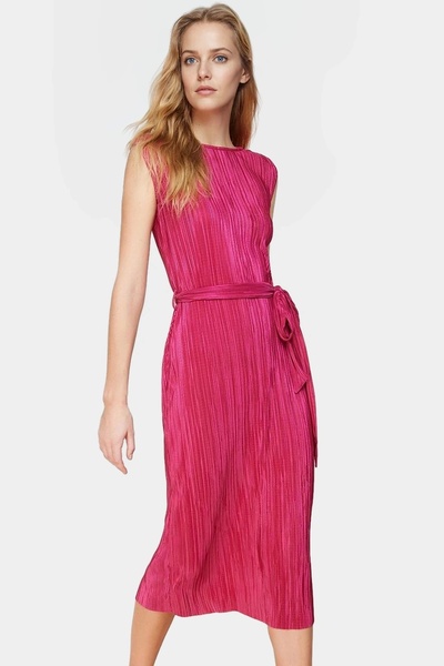 PayBuy Women S Midi Length Pleated Dress Relaxed Fit for Stylish Casual Outfits Summer Essential