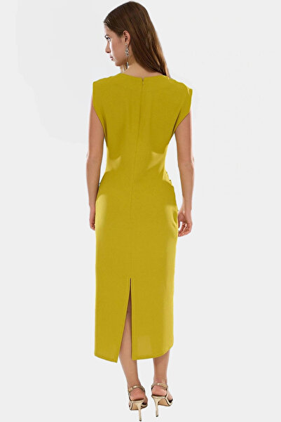 PayBuy Women's Midi Length Bodycon Dress Soft Crepe Woven Comfortable and Stylish Daily Use Modern Design