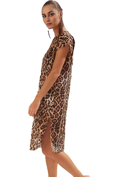 PayBuy Γυναικείο μάξι φόρεμα με λεοπάρ σχέδιο βαμβακερό καλοκαιρινό κομψό κοσ...