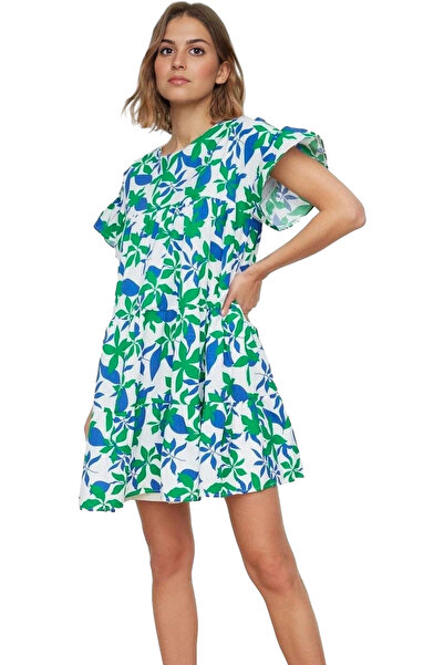 PayBuy Γυναικείο μίνι φόρεμα με φλοράλ σχέδιο από ύφασμα ποπλίνα Άνετο καθημε...