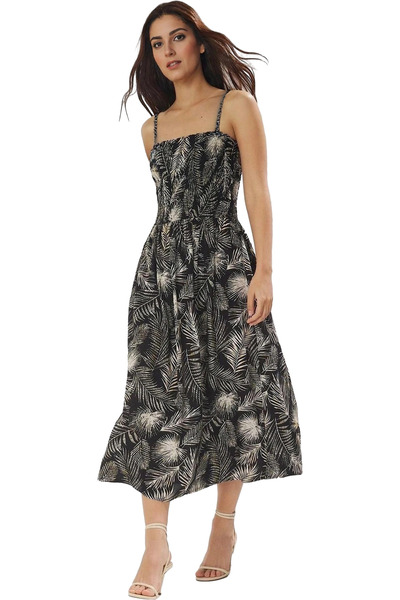 PayBuy Rochie Midi cu imprimeu tropical de lămâie pentru femei Viscos Casual ...