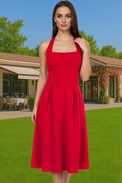 PayBuy فستان سهرة نسائي متوسط ​​الطول على شكل حرف A مزين بفيونكة، نمط حديث، ل...