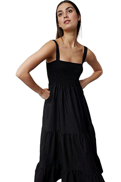 PayBuy Γυναικείο μάξι φόρεμα Terrycotton ύφασμα τετράγωνο γιακά Καλοκαιρινό κ...