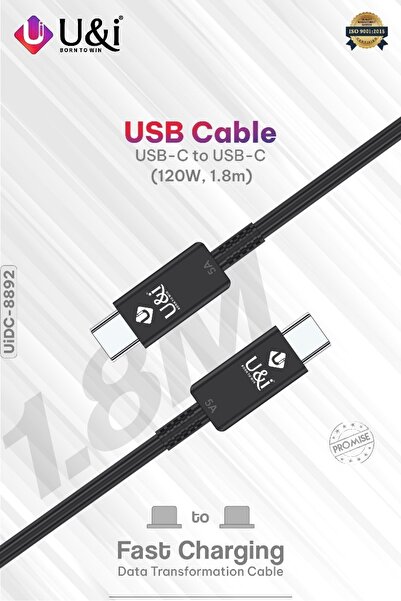 U & I Born To Win كابل يو آند آي من النوع سي إلى النوع سي بطول 1.8 متر، شحن س...