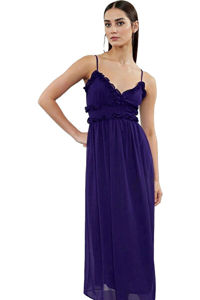 PayBuy Rochie maxi din șifon pentru femei, cu model floral, căptușită, confor...