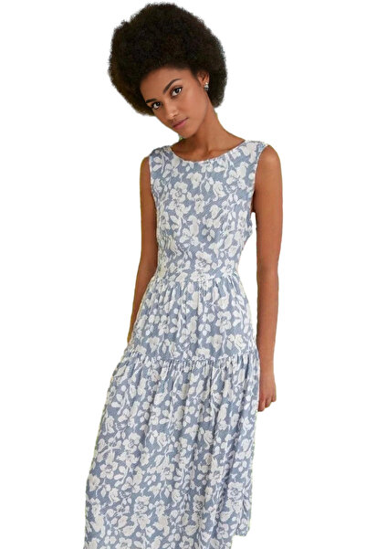 PayBuy فستان نسائي متوسط ​​الطول منقوش بالزهور من نسيج الفسكوز للاستخدام اليو...