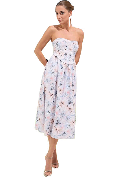 PayBuy فستان سهرة نسائي من قماش البوبلين متوسط ​​الطول بدون حمالات وياقة غير ...