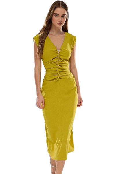 PayBuy Women's Midi Length Bodycon Dress Soft Crepe Woven Comfortable and Stylish Daily Use Modern Design