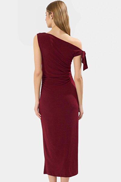 PayBuy Kadın Maxi Örme Elbise Tek Omuzlu Asimetrik Yaka Şık Tasarım Modern Stil Dayanıklı Malzeme