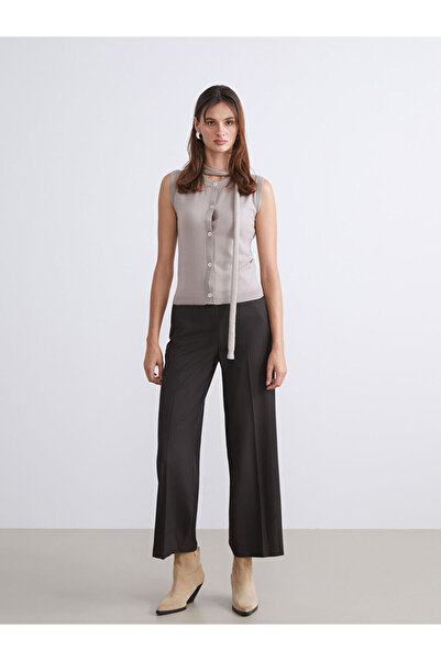 LC Waikiki Kahverengi Standart Fit Geniş Paça Kadın Pantolon