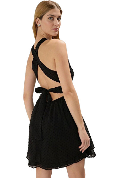 PayBuy Rochie mini din șifon cu buline pentru femei, cu guler cu șold, de var...