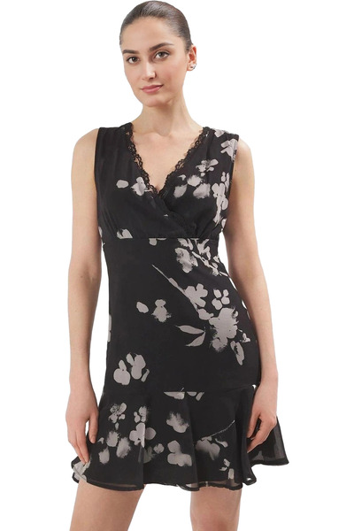 PayBuy Rochie de damă cu modele florale, mini șifon, cu decolteu în V, utiliz...