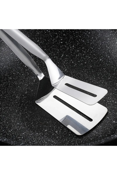 safestore Steel 23cm Fish Steak Bbq Tongs Meat Serving Scoop Spoon Spatula