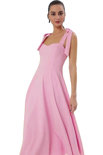 PayBuy فستان سهرة نسائي متوسط ​​الطول على شكل حرف A مع أشرطة برباط من قماش Za...