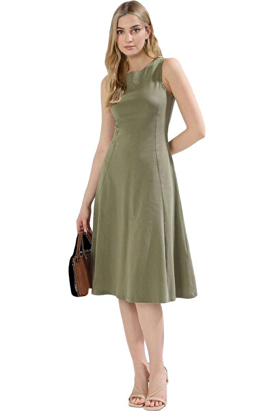 PayBuy Kadın Midi Elbise Pamuk Skater Kalıp Rahat Günlük Yazlık Hafta Sonu Ya...