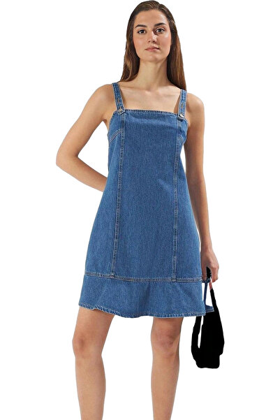 PayBuy Women's Mini Denim Dress Square Collar Summer Comfortable Cotton Casual Style Summer's Must-Have