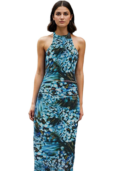 PayBuy Rochie maxi cu imprimeu leopard pentru femei, cu decolteu, căptușită e...