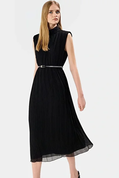 PayBuy Women's Belted Pleat Midi Dress Chiffon Fabric Summer Casual Weekend Summer Indispensable