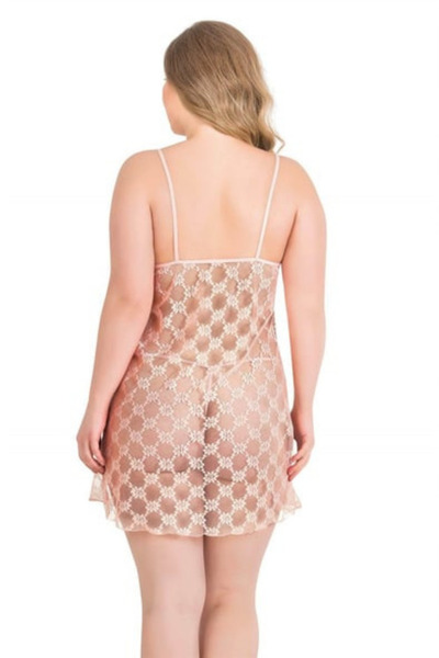 Bleu Petite Plus Size Women's Lace Tulle Nightgown Panty Set