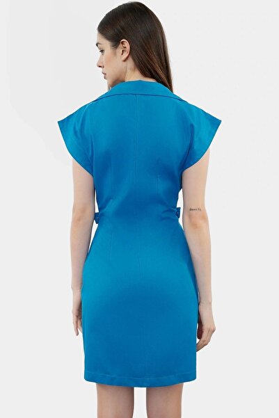 PayBuy Rochie mini din Gabardină pentru femei Guler lunar din bumbac Casual Elegantă Necesară pentru weekendul de vară