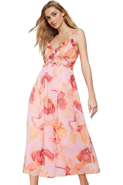 PayBuy Rochie maxi din șifon pentru femei, cu model floral, căptușită, confor...