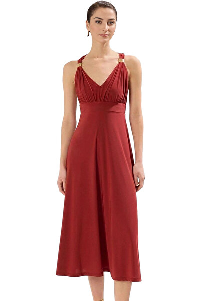 PayBuy Γυναικείο μίντι φόρεμα με λαιμόκοψη με λεπτομέρεια από πλεκτό ύφασμα C...