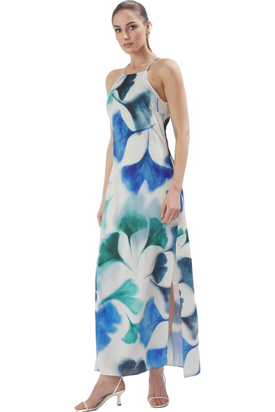 PayBuy Rochie maxi pentru femei, cu decolteu, cu imprimeu de vară, croiala co...