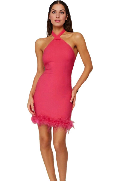 PayBuy Γυναικείο Mini Bodycon Βραδινό Φόρεμα Φόρεμα Φινικέ Υφαντό Φτερό Λεπτο...