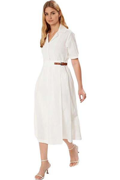 PayBuy Rochie midi din poplin pentru femei, cu centură, din bumbac, în linie ...