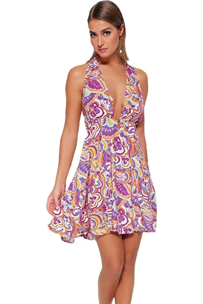 PayBuy Γυναικείο μίνι φόρεμα παραλίας με μοτίβο V λαιμόκοψης Shally ύφασμα κα...