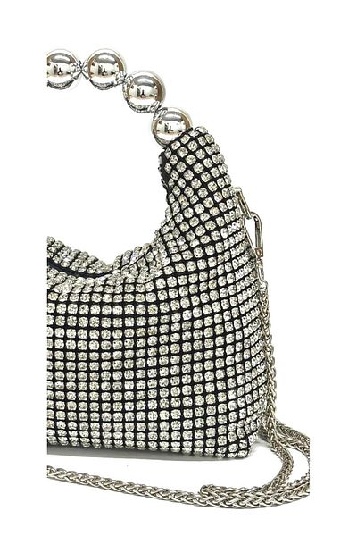 NAZART Women's Luxury Stone Diamond Black Evening Dress Clutch Chain Strap Hand Wedding Engagement Evening Bag