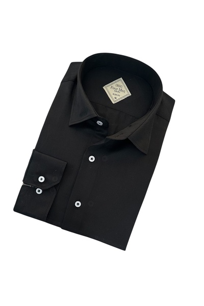 GÖMLEK GALERİSİ Slim Fit Slim Fit Plain Dobby Long Sleeve Men's Shirt