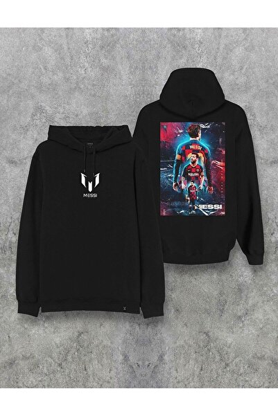 Pisa Art Чоловіче чорне худі з двостороннім принтом Ліонеля Мессі з капюшоном