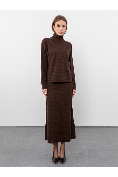 Serianno Yünlü Örgü Desenli Balıkçı Yaka Kazak