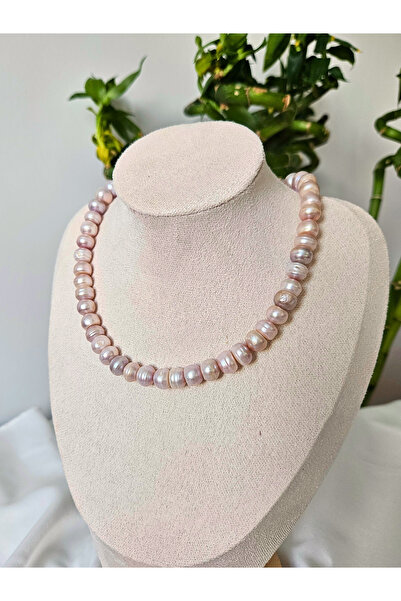 İNCİORA JEWELRY GERÇEK PEMBE/LAVANTA TATLI SU BAROK İNCİ (10-11 mm) KOLYE