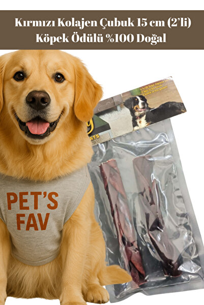Natural Treats Kırmızı Kolajen Çubuk Köpek Çiğneme Ödülü %100 Doğal 2’li 15 cm