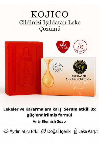 SABUNCU HACI SH SİNCE1997 Light up Skin Brightening Skin Blemish and Caramel Reducing Effective Kojic Serum, Anti-Blemish Soap