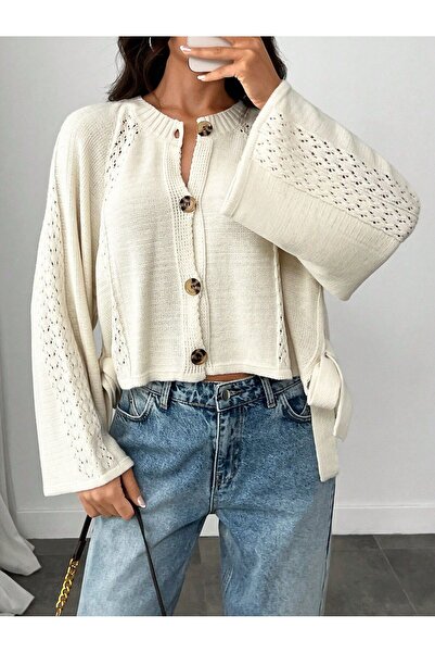 BLM BUTİK Yandan Bağlamalı Geniş Kollu Düğmeli Hırka