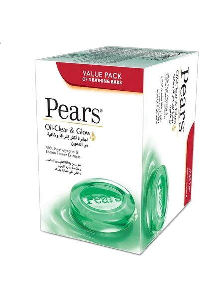 Pears Oil Clear & Glow Bar Soap with 100% Natural Ingredients & Glycerin for Soft & Glowing Skin | P