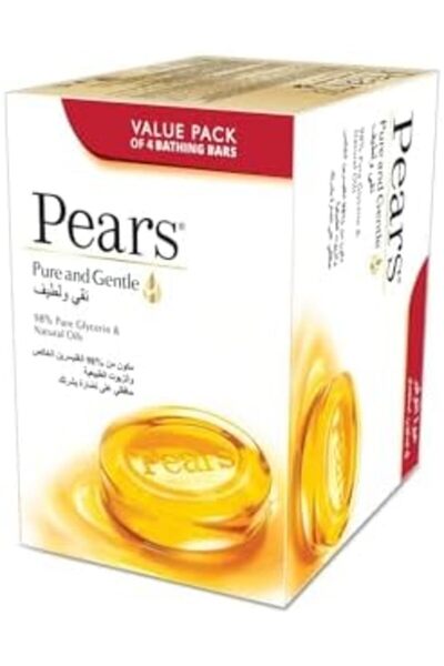 Pears Pure & Gentle Bar Soap, Super Saver Pack of 4, 125g each
