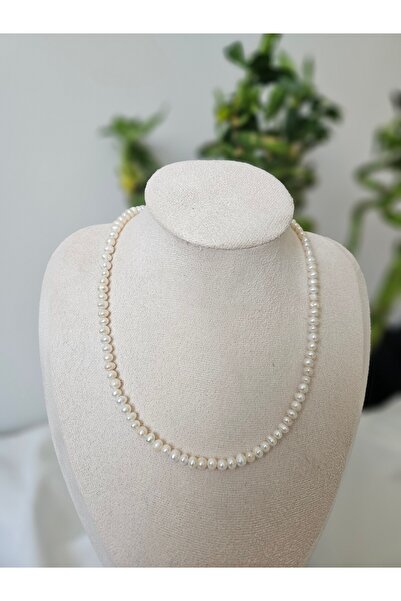 İNCİORA JEWELRY GERÇEK TATLI SU İNCİ GÜMÜŞ KOLYE 4 mm