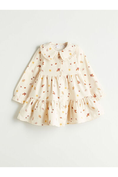 LC Waikiki Çiçekli Fırfırlı Kız Bebek Elbise