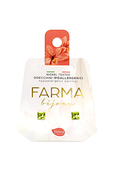 Farma Bijoux حلق طبي Carrè 4 ملم أخضر حمضي غني بكريستال سواروفسكي®