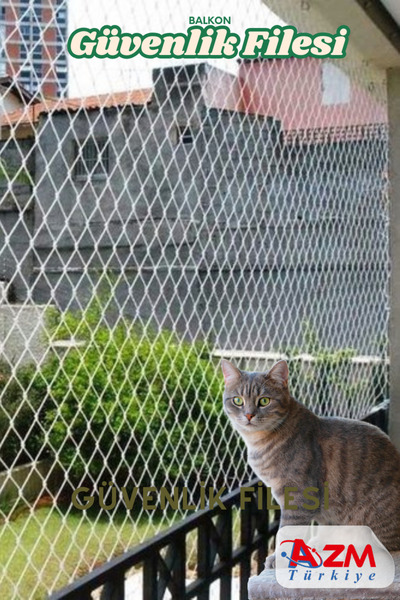 Azmtürkiye Balkon Filesi 1,5x3 Metre Bahçe Balkon Filesi Kedi Kuş Önleme Güve...